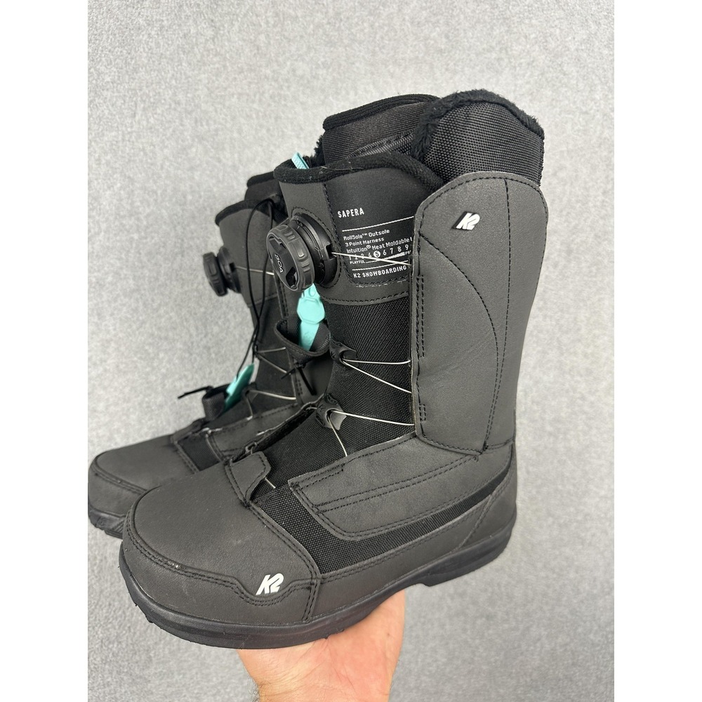 K2 Sapera Womens Snowboard Boots Size 6 Black Intuition Boa Heat Liner Winter